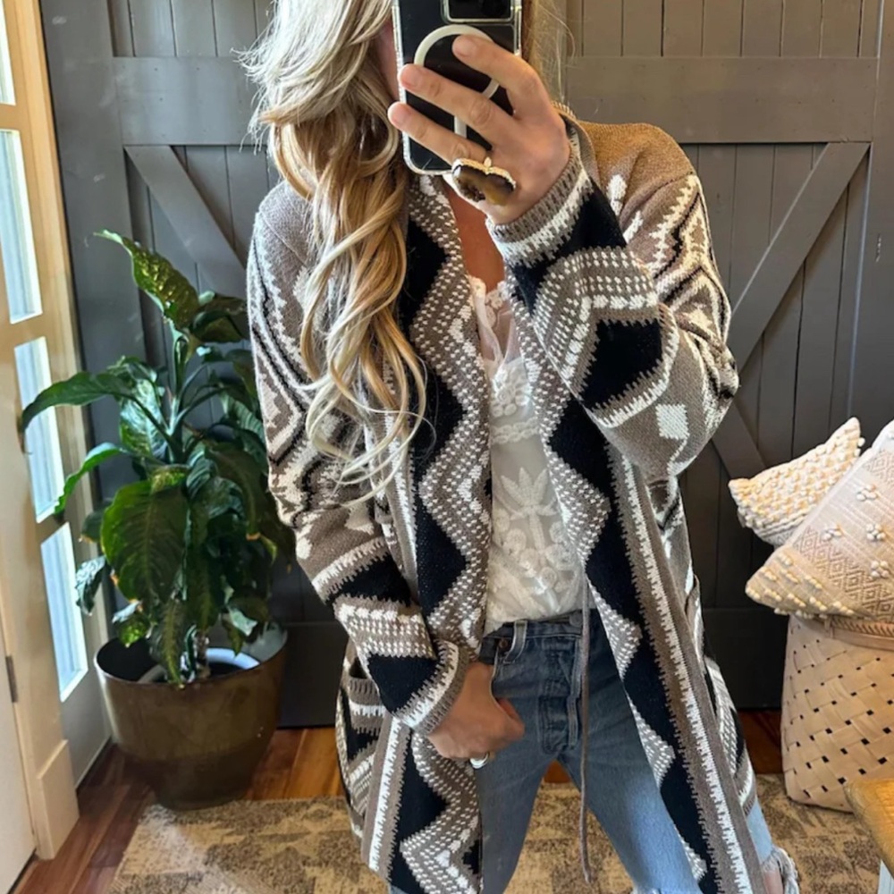 New Aztec Tribal Boho Western Ski Montana Cardigan Sweater Southwest Coat